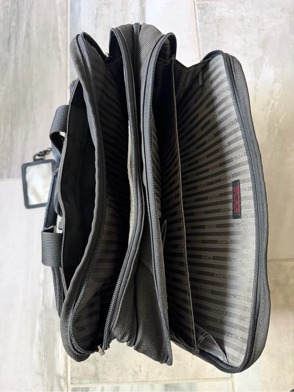 Tumi Large Black Canvas Travel Business Briefcase Lap Top Tote Bag